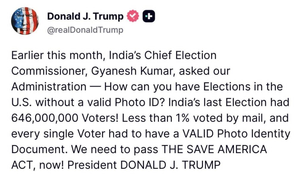 अमेरिकी राष्ट्रपति डोनाल्ड ट्रंप ने सोशल मीडिया पर किए गए पोस्ट में कहा