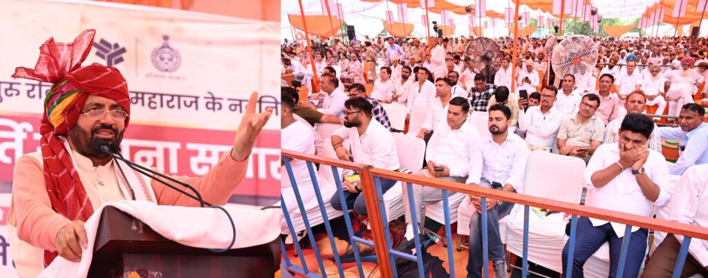 कैथल के गांव जडौला में आयोजित संत गुरु रविदास जी की मूर्ति स्थापना समारोह में शामिल हुए मुख्यमंत्री नायब सिंह सैनी